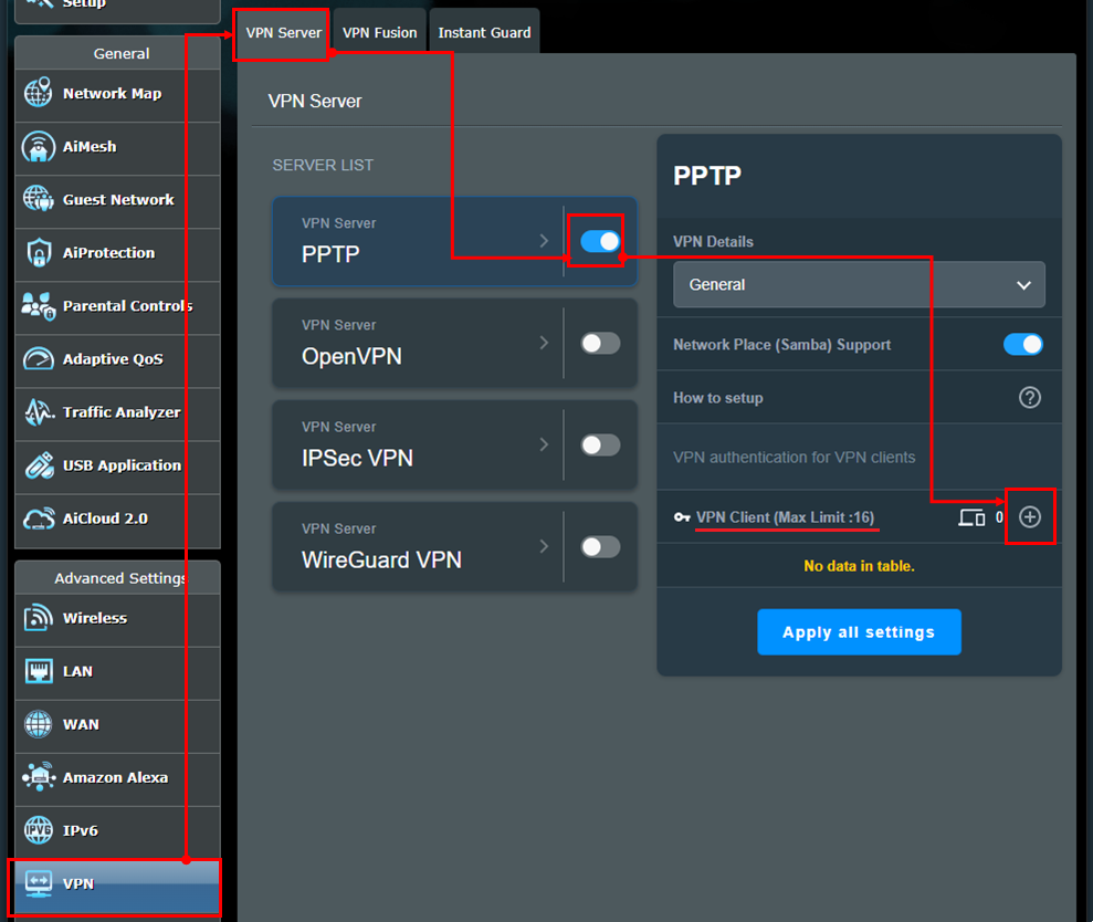 hvorfor ikke fløjte Genveje VPN] How to set up a VPN server on ASUS router – PPTP | Official Support |  ASUS Global